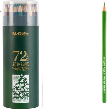Набор цветных карандашей M&G Stationery из 72 цветов на масляной основе: для рисования, раскрашивания, подготовки к экзаменам, детской живописи, подарок на день рождения для девочек, к началу учебного года, AWP34399, зеленый тубус.
