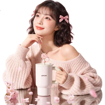 Термокухоль CaROTE з трубочкою 810 мл Cherry Blossom Pink