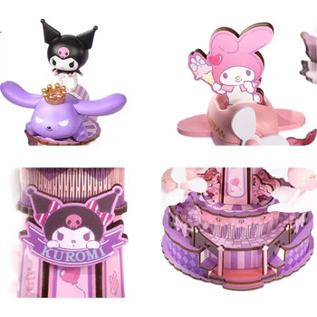 Музична скринька Rolife Kuromi "Обертовий літак", музична іграшка Sanrio, іграшка-будівельний блок, подарунок на день народження для дівчаток