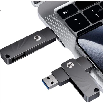 Флеш-накопитель HP 762C с металлическим корпусом, разъемом Type-C, двумя интерфейсами USB 3.2, скоростью чтения до 260 МБ/с, сертификатом Gold, совместим с телефонами и компьютерами.