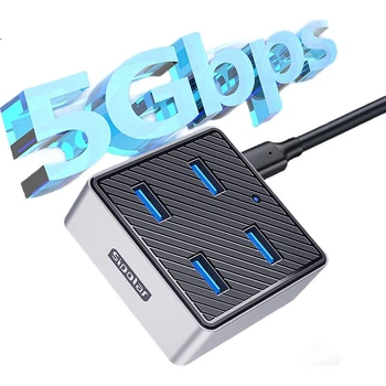 SIPOLAR USB-хаб 3.0, 4-портовий розширювальний хаб-док, подовжувач кабелю на один порт (1 метр), аксесуар для ноутбуків та настільних комп'ютерів з інтерфейсом живлення