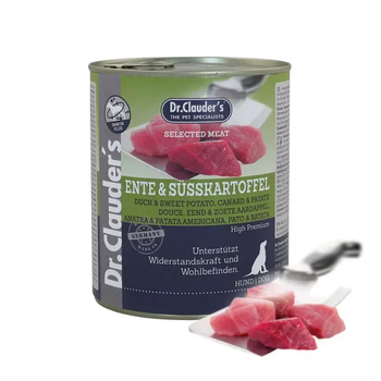 Вологий беззерновий корм Dr.Clauder’s (Клаудер) Selected Meat Dog Grain Free Duck & Sweet Potato Adult All Breeds для дорослих собак всіх порід з м’ясом качки та бататом 800 г (арт 32381000)