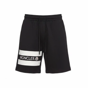 Чоловічі шорти MONCLER Logo Stripe Sweat Shorts чорні розмір L (MC18001.5L)