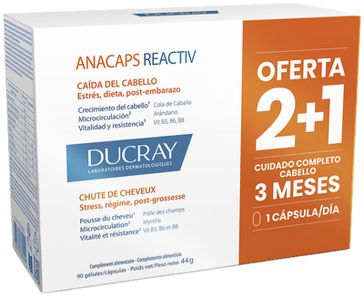Suplement diety Ducray Anacaps Reactiv przeciw wypadaniu włosów 90 kapsułek (3282779427654)