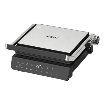 Электрический гриль SOKANY SK-08079 — контактный гриль для мяса, овощей и горячих блюд с антипригарным покрытием (44751)