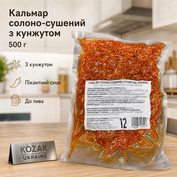 Кальмар солоно-сушений з кунжутом Premium 500 г — пікантний снек до пива
