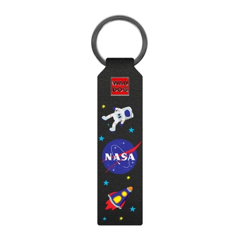 Брелок WAUDOG с рисунком "NASA", премиум кожа, черный (0595-0047-01)