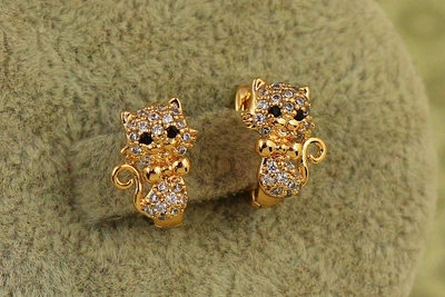 Серьги детские Xuping Jewelry котята с бабочкой золотистые