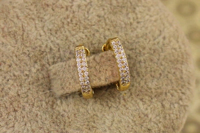 Серьги кольца Xuping Jewelry с камнями в 2 ряда 1,3 см лимонные