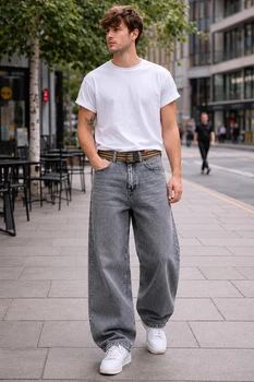 Чоловічі джинси SUPER BAGGY широкі сірий розмір 30