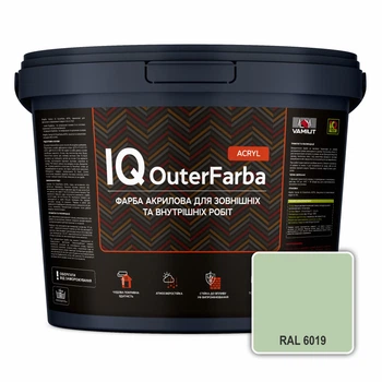 Фасадна акрилова фарба VAMIUT IQ OuterFarba ACRYL, RAL 6019 (Біло-зелений), 10 л.