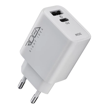 Мережевий Зарядний Пристрій Ridea RW-30120 Turbo 1USB/1USB-C QC/PD 30W Бiлий