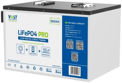 Акумуляторна батарея Volt Polska PRO LiFePO4 12.8V-560Ah M8 Bluetooth + нагрівальна матриця (6AKLI20M56)