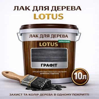 Лак для дерева LOTUS декоративно-защитный глянцевый Графит 10 л