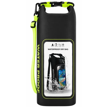 Гермомішок водонепроникний із вікном для телефона SP-Sport Waterproof Bag 7479 об'єм 2 літри Black-Green