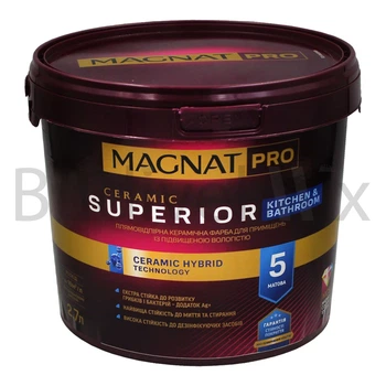 Фарба інтер'єрна Magnat Pro Ceramic Kitchen Bathroom 5 база А керамічна 2,7 л біла матова