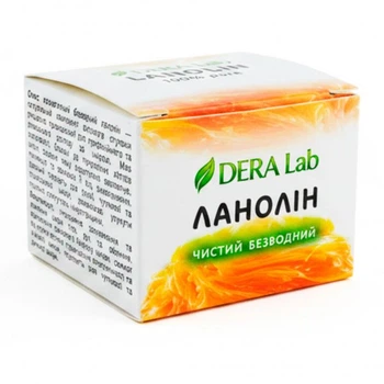 Ланолін (Pure Lanolin) безводний, без запаху DERA Lab для сухої шкіри 75 грам
