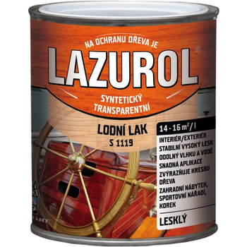 Яхтный лак для древесины LAZUROL LODNÍ LAK S1119, 0,375 л, бесцветный, матовый