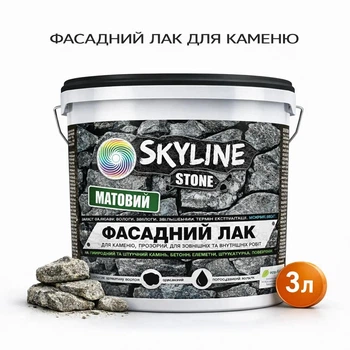 Лак акриловый фасадный Skyline Stone матовый с эффектом мокрого камня для камня и кирпича прозрачный 3 л