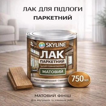 Лак для паркета Skyline акрил-полиуретановый матовый без запаха 0.75 л