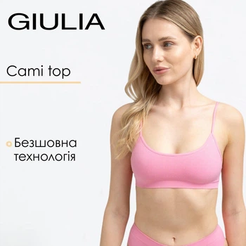 Безшовний топ в рубчик на тонких бретелях Giulia CAMI TOP RIB L/XL Pink-rosa, жіночий з мікрофібри, повсякденний