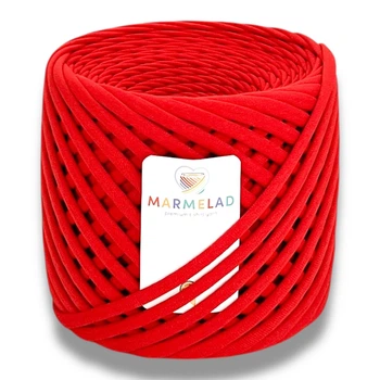 Трикотажная пряжа Мармелад 7-9 мм 100 м Fire Red Багряный