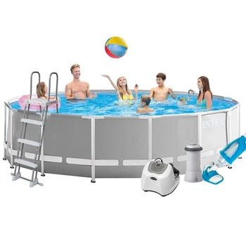 Каркасний басейн Intex 26726 6 457x122 см з тентом та підстилкою великий для дачі на 3785 л води міцний комплект з стремянкою та набором для догляду басейни літні для дітей та дорослих