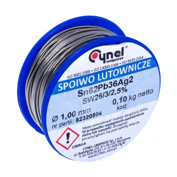 Проволочный Припой с серебром Sn62Pb36Ag2 1мм 100г (Sn62Pb36Ag2-1.0/0.1), 100 гр. - 256568