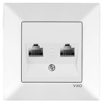 Розетка для интернета двойная RJ 45 VIKO Meridian белая