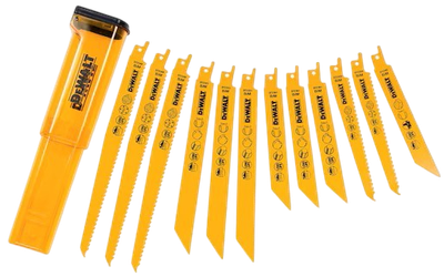 Набір біметалевих полотен для шабельної пилки DeWalt DT2445-QZ + кейс 12 шт (5035048093849)