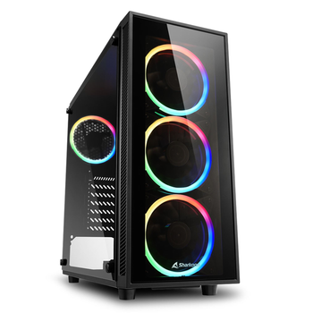 Корпус Sharkoon TG4 RGB / без БП / Midi-Tower / 4x120mm RGB / ATX / USB 3.0 / Черный (101920037) - Уценка