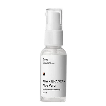 Пилинг для лица Sane с алоэ и AHA/BHA кислотами 10%, 30 мл