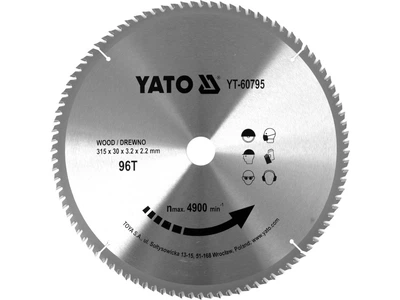 Диск пильный твердосплавный YATO по дереву 315 x 30 x 3.2 x 2.2 мм 96 зубьев YT-60795