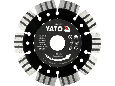 Диск алмазный отрезной YATO для железобетона и камня 125/22.2 x 2 мм для мокрой и сухой резки YT-59900