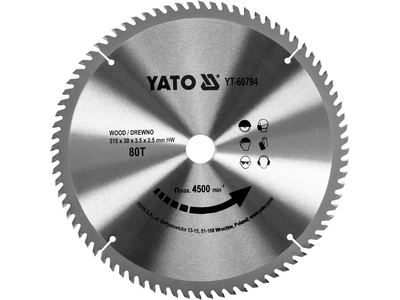 Диск пильный твердосплавный YATO по дереву 315 x 30 x 3.5 x 2.5 мм 80 зубьев YT-60794