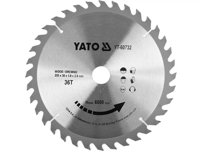 Диск пильный твердосплавный YATO по дереву 255 x 30 x 3.0 x 2.0 мм 36 зубьев YT-60732