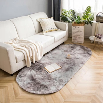 Коврик овальный с ворсом декоративный на мягкой основе Colorful Home серый 90х200 см