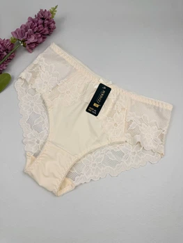 Сліпи з квітковим мереживом 7219, XXL (ОС 110-120), Бежевий