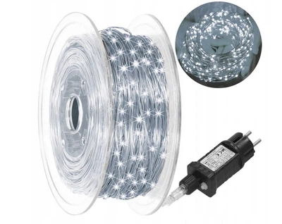 Гирлянда Роса 1000 LED White 100 м на белой нити