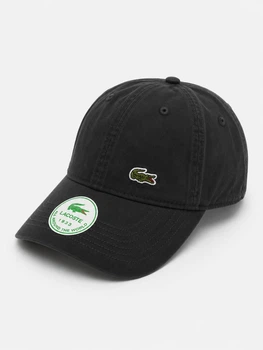 Бейсболка унисекс Lacoste Organic Cotton Twill чёрная CAP-LAC-004-BLK