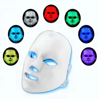 LED-маска для ухода за кожей лица, 7 цветов света, USB-зарядка, аккумулятор 400mAh, белая