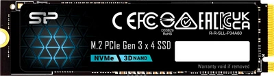 Dysk SSD Silicon Power P34A60 128GB M.2 2280 NVMe PCIe 3.0 x4 3D NAND (TLC) (SP128GBP34A60M28)