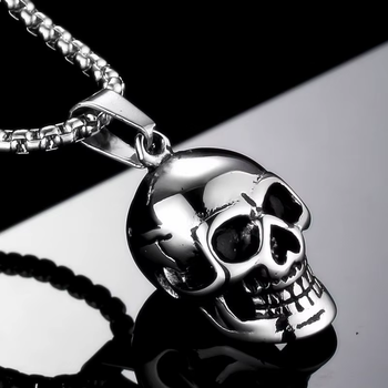Чоловічий кулон Skull череп підвіска з черепом 3D срібний колір