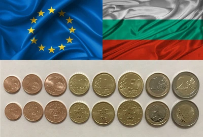 Набор из 8 монет Болгария 2026 - 1 - 50 евроцентов + 1 и 2 евро - UNC