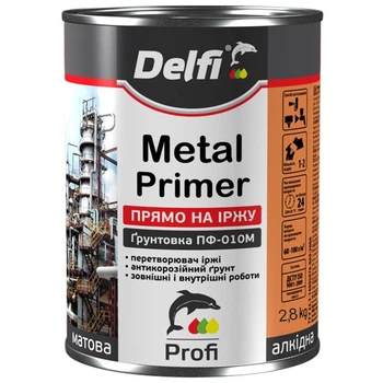 Грунтово-эмалевая краска по ржавчине 3 в 1, серая матовая, ТМ «Delfi» — 2,8 кг
