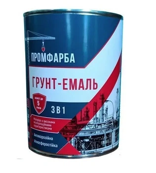 Антикоррозионная грунтовая эмаль «3 в 1» ТМ «ПРОМФАРБА», графитовая — 2,5 кг