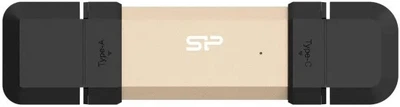 Dysk SSD Silicon Power DS72 250GB USB Type-A/USB Type-C 3.2 Gen 2 Gold (SP250GBUC3S72VPG)