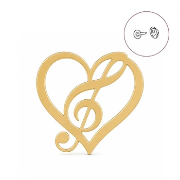 Значок (пин) BROCHE брошь бижутерия Музыка Скрипичный ключ золотистый BRGV114508