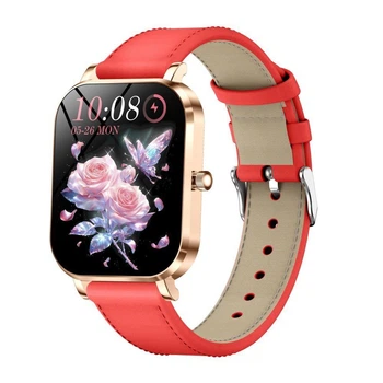 Смарт-часы женские Lady Smart Watch Red с фитнес трекером, с Bluetooth-звонками, пульсометром и 2 ремешками