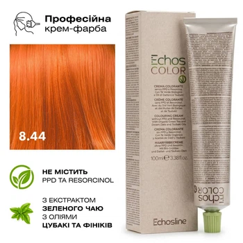 Крем-краска для волос Echosline Echos Color 8.44 Насыщенный медный светлый блонд 100 мл